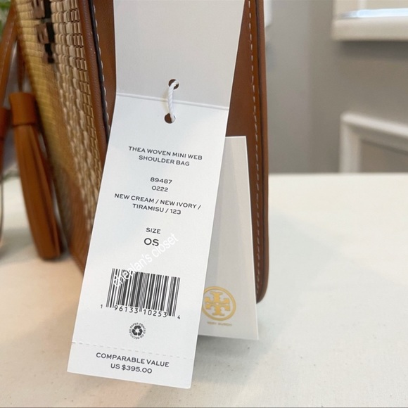 🎄🔥NeW! Tory Burch Thea Mini Woven Web Shoulder Bag - Picture 11 of 12